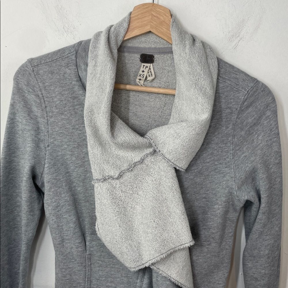We the Free Free People Ebb and Flow Zip Up Ruffle Sweatshirt size XS Gray - Picture 4 of 14